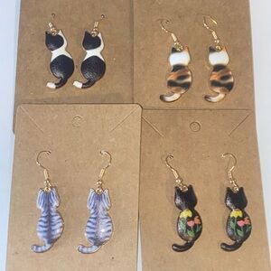 Boutique Cat Lover Earrings Choice of Calico, Tabby, Black & White, Floral NEW